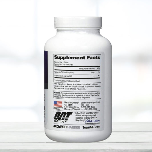 GAT L-Arginine 180 Tablets - Boost Performance | Scan & Verify - The Muscle Kart.com