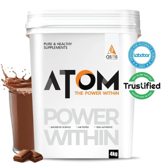 ASITIS Atom Whey Protein with Digestive Enzymes 27g Protein per serving 4 KG
