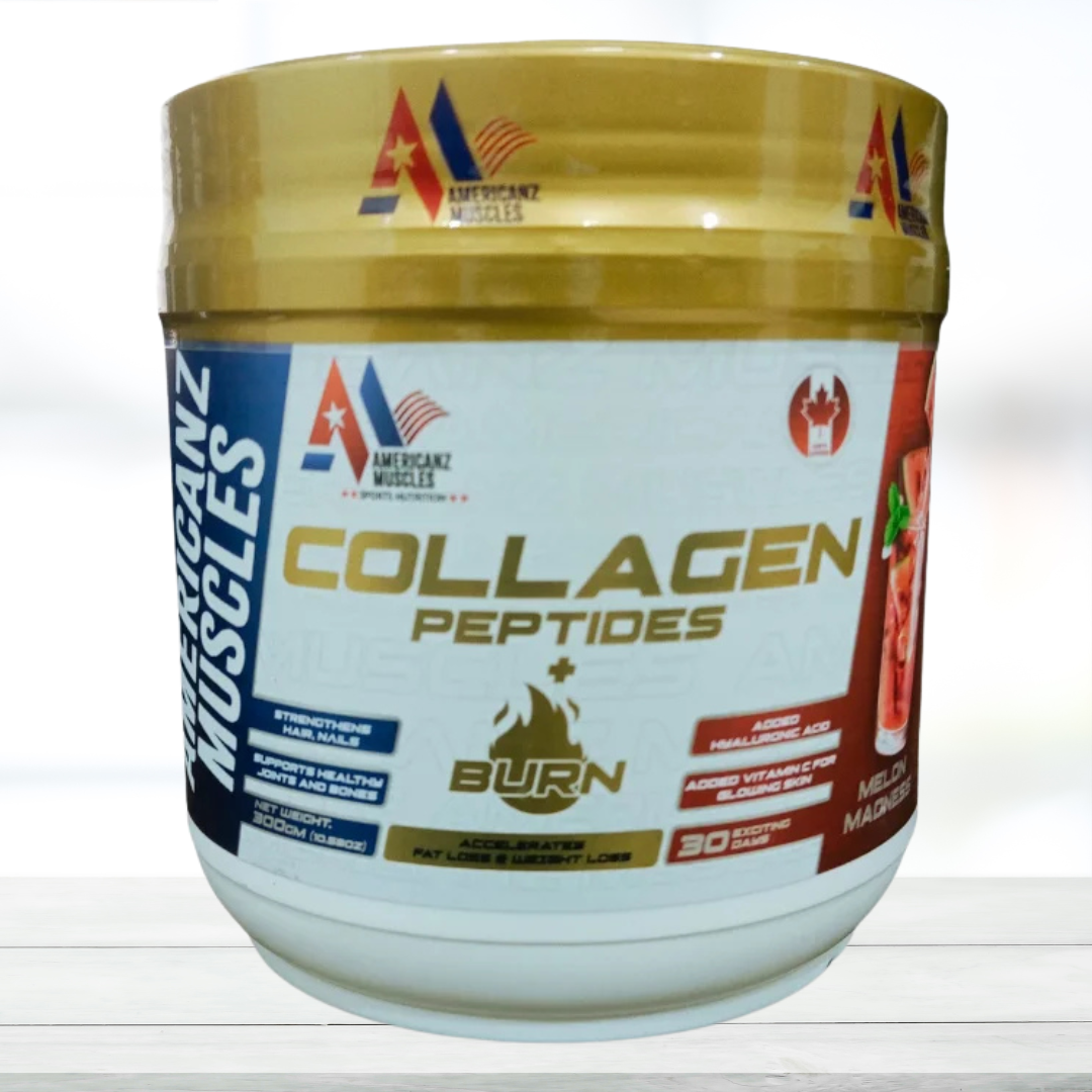 Americanz Muscles Collagen Peptides + Burn Powder 300g – Melon Madness Flavor