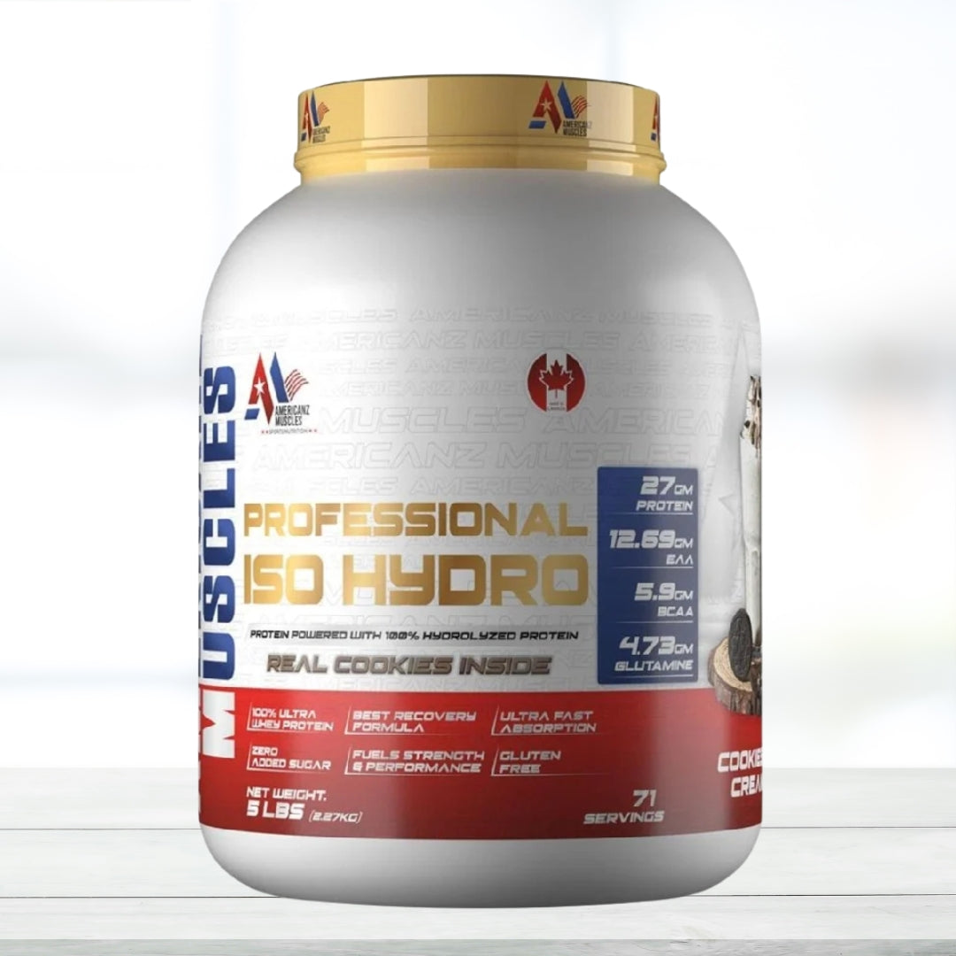 Americanz Muscles Professional ISO Hydro Protein 2 lbs – Cookies & Cream | Fast Absorbing Whey Isolate Protein Powder