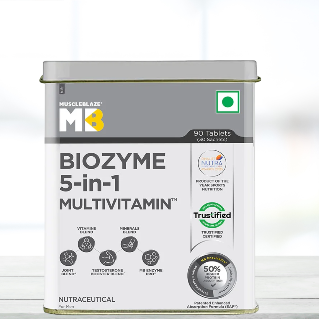 MuscleBlaze Biozyme 5 in 1 Multivitamin – 90 Tablets | Daily Nutrition Support