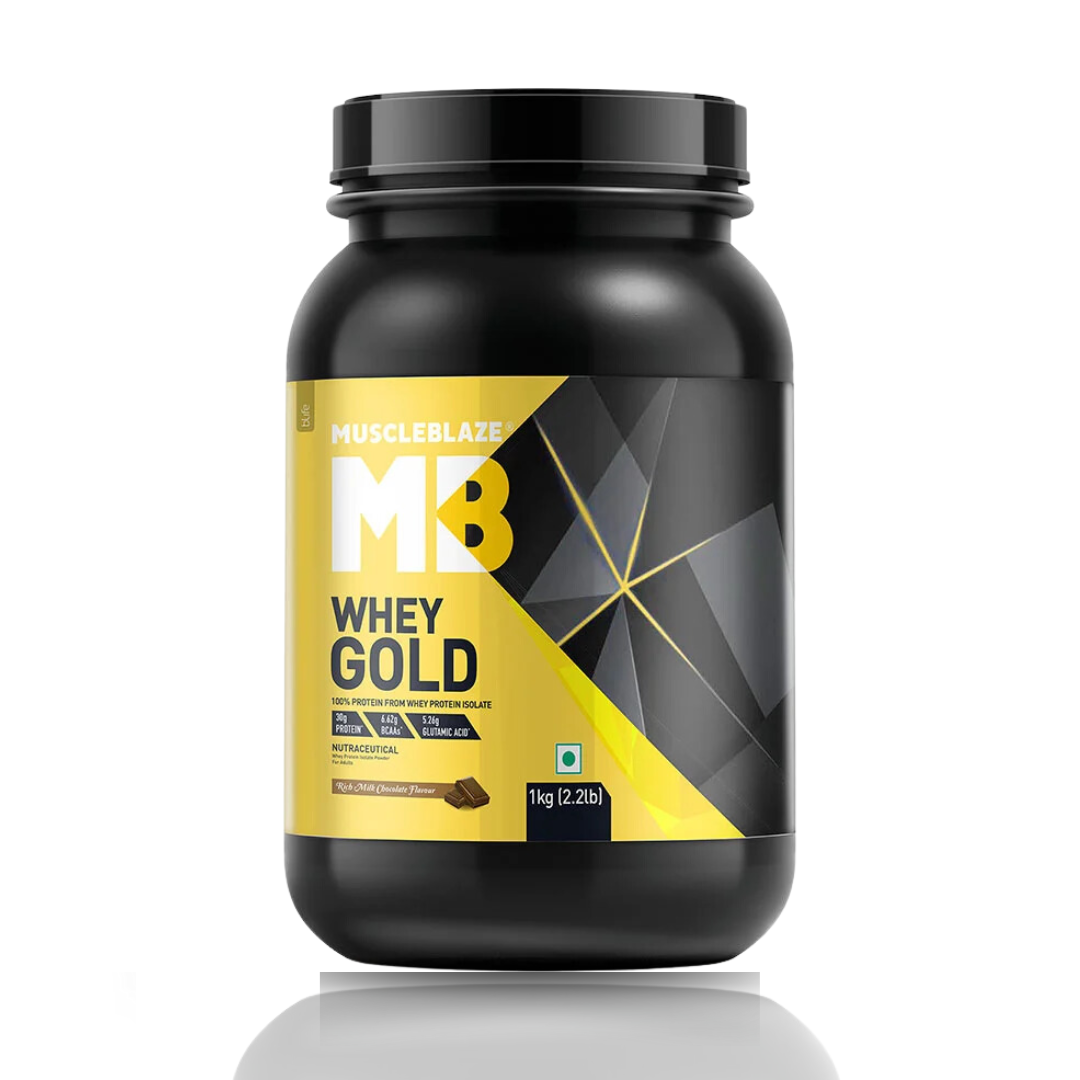 MuscleBlaze Whey Gold Protein, 1 kg (2.2 lb), Rich Milk Chocolate Flavor