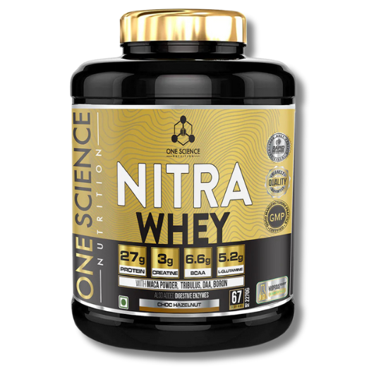 One Science Nutrition Nitra Whey 5lbs Chocolate Hazelnut - 27g Protein, 3g Creatine, 5.2g Glutamine, 6.6g BCAA - The Muscle Kart.com