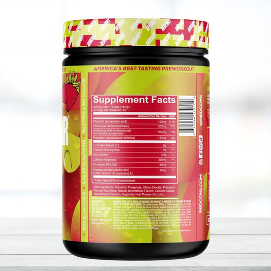 Redcon1 Total War Reloaded Pre-Workout – Strawberry Kiwi Flavor, 546g (30 Servings)