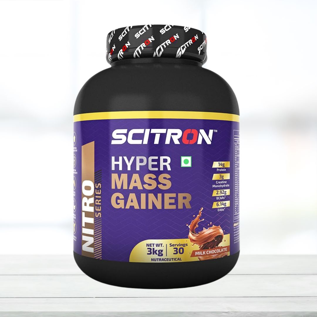 Scitron Nitro Series Hyper Mass Gainer 3kg Milk Chocolate Flavor - The Muscle Kart.com