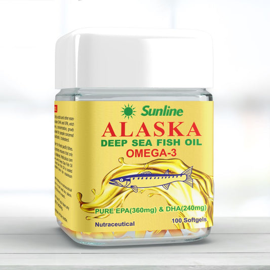 Sunline Alaska Fish Oil Omega 3 100 Softgels with Official SSNC Mrp Scratch & Verify