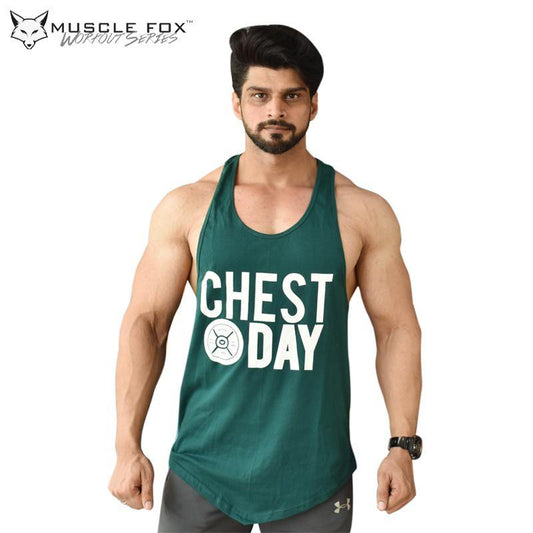 Muscle Fox Chest Day Green Vest - The Muscle Kart.com