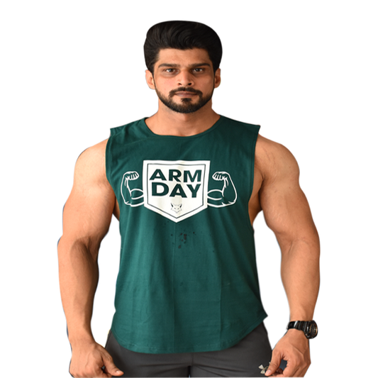 Muscle Fox Arm Day T-Shirt Green - The Muscle Kart.com