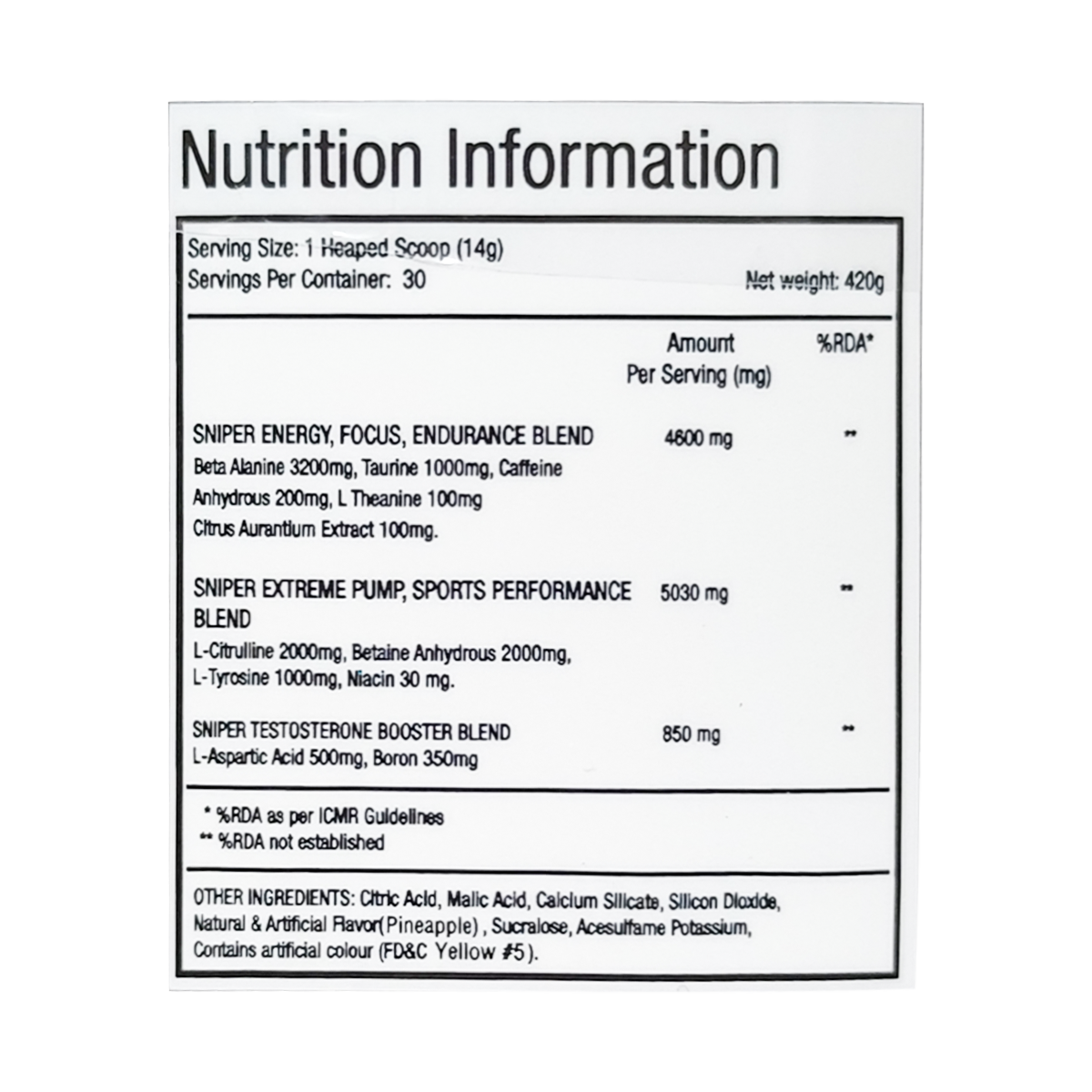 One Science Nutrition Sniper Pre-Workout | 420g | 30 Servings | Watermelon Flavor | High Stim Energy & Focus Booster | Authentic Imported