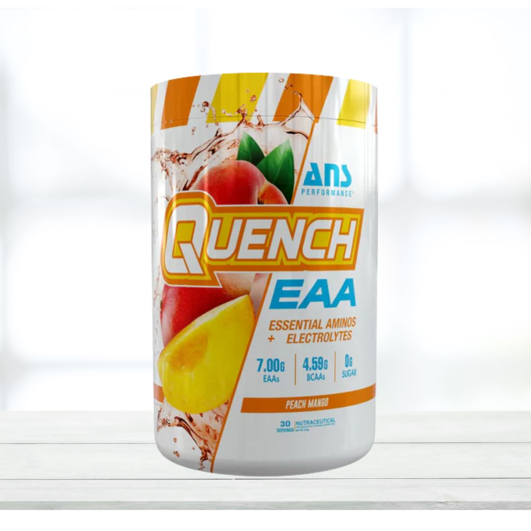 ANS Quench EAA – Essential Amino Acids Powder for Muscle Recovery & Hydration, Peach Mango Flavor, 30 Servings