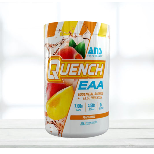 ANS Quench EAA – Essential Amino Acids Powder for Muscle Recovery & Hydration, Peach Mango Flavor, 30 Servings - The Muscle Kart.com