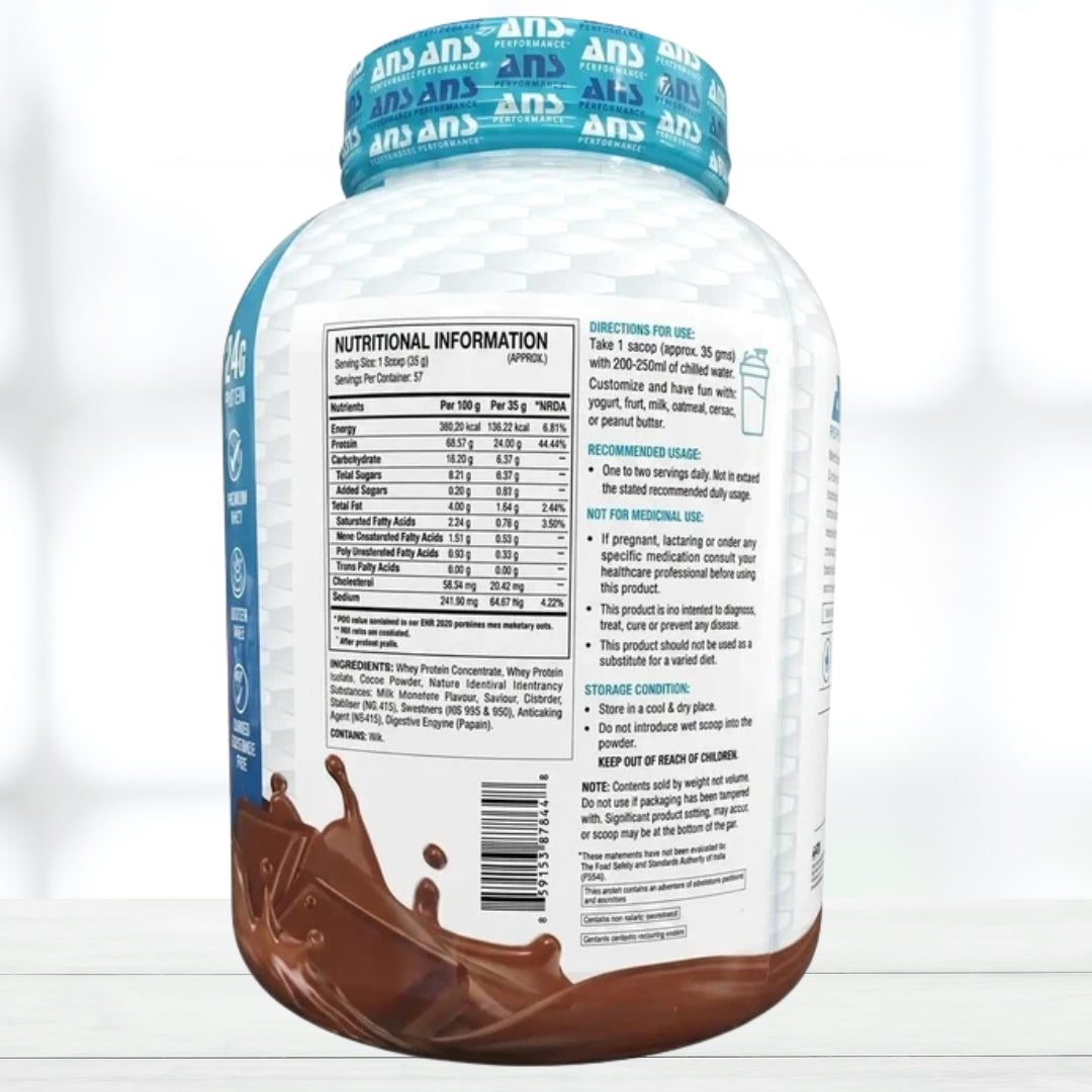 ANS N-WHEY Ultra Premium Whey Protein Powder | Milk Chocolate | 57 Servings | High Protein for Lean Muscle Growth & Recovery