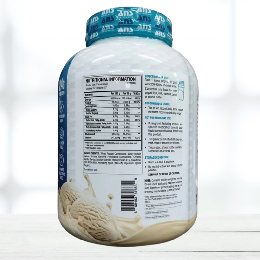 ANS N-WHEY Ultra Premium Whey Protein Powder | CREAMY  VANILLA| 57 Servings | High Protein for Lean Muscle Growth & Recovery