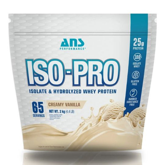 ANS Performance ISO-PRO Isolate & Hydrolyzed Whey Protein 2kg Creamy Vanilla Flavor - The Muscle Kart.com
