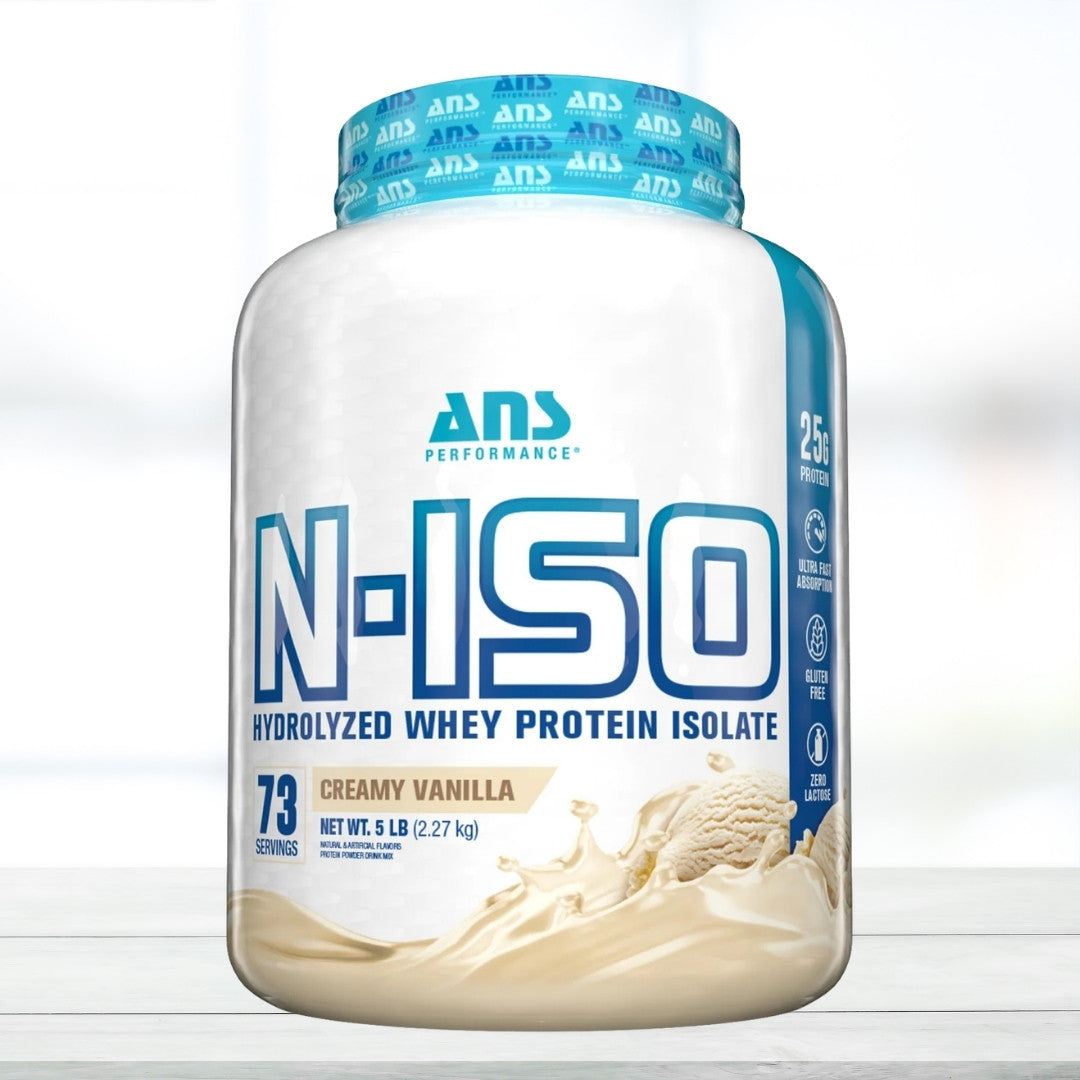 ANS Performance N-ISO Hydrolyzed Whey Protein Isolate Powder 5LB (2.27kg) – Creamy Vanilla Flavor – Fast Absorption, Low Carb, High Protein Supplement - The Muscle Kart.com