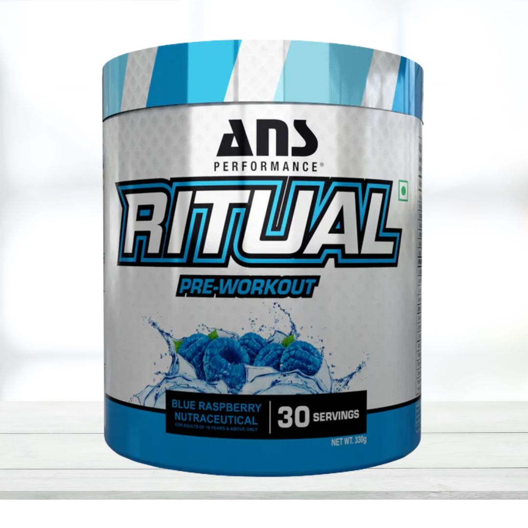 ANS Ritual Pre Workout 30 Servings Blue Raspberry | Energy, Focus & Workout Performance Formula