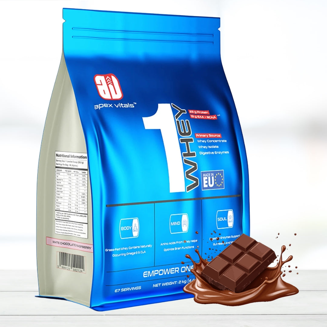APEX VITALS 100% Whey Protein Powder 2.2 lbs | Swiss Triple Chocolate | High Protein | Muscle Recovery & Lean Muscle Support