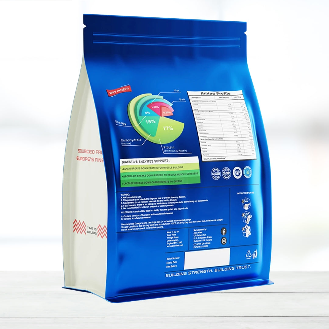 Apex Vitals 1 Whey Protein 2kg (66 Servings) | Grass-Fed Whey | 23g Protein | Digestive Enzymes | Blueberry Yoghurt