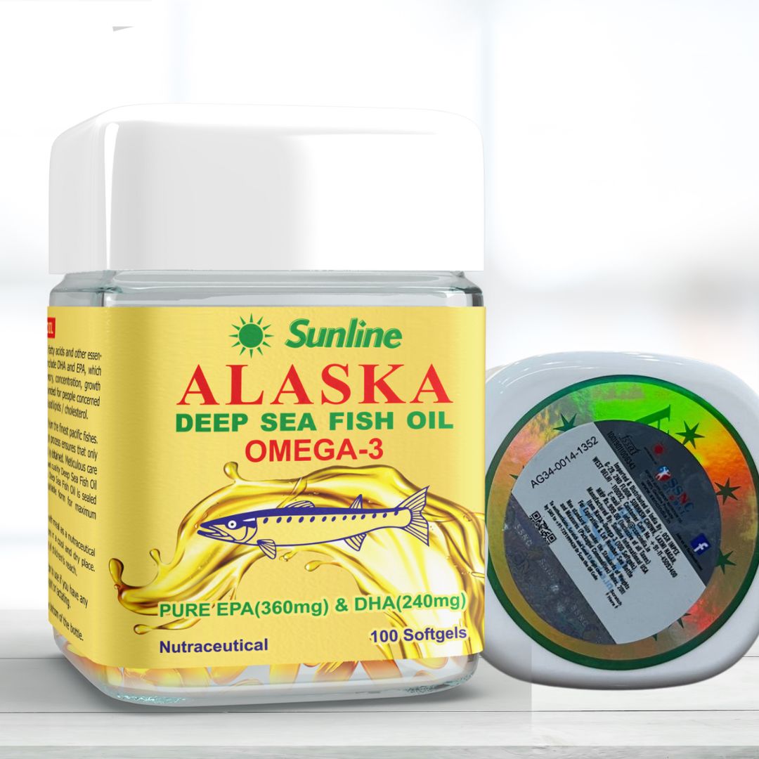 Alaska Fish Oil Omega 3 100 Softgels (Pack Of 2) Official SSNC Mrp Scratch & Verify