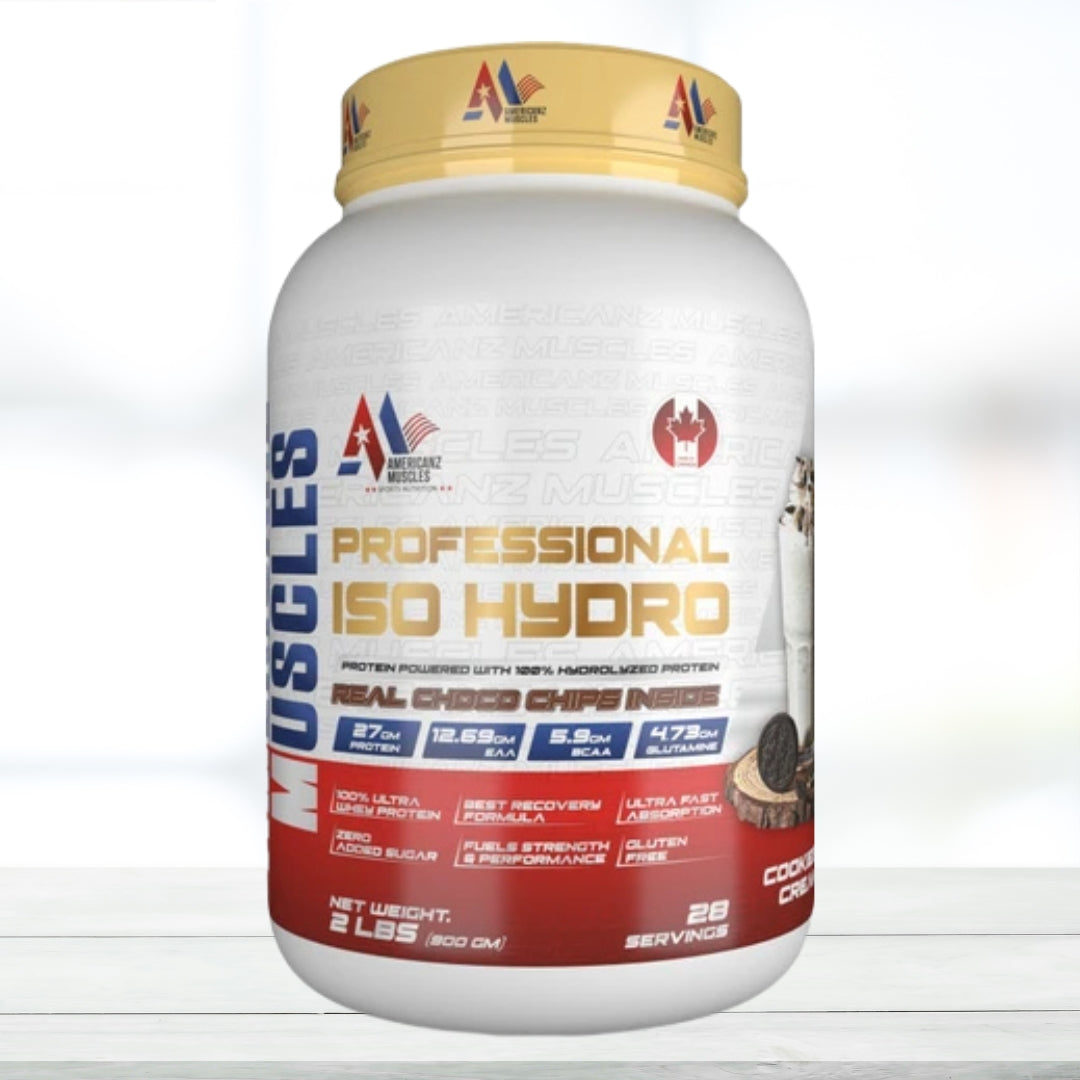 Americanz Muscles Professional ISO Hydro Protein 2 lbs – Cookies & Cream | Fast Absorbing Whey Isolate Protein Powder