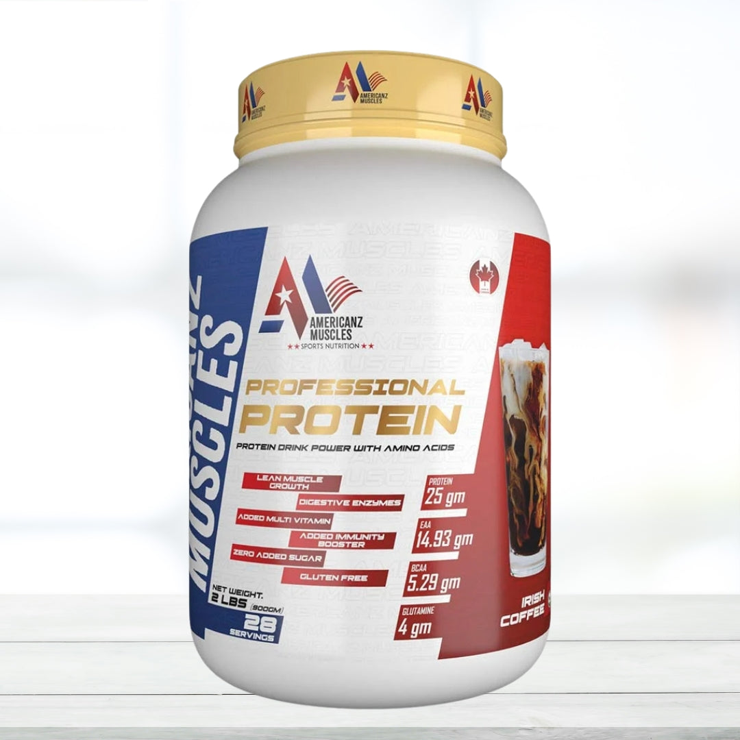 Americanz Muscles Professional Protein 2lbs (28 Servings) – Irish Coffee Flavor | High-Quality Whey Protein for Muscle Growth & Recovery