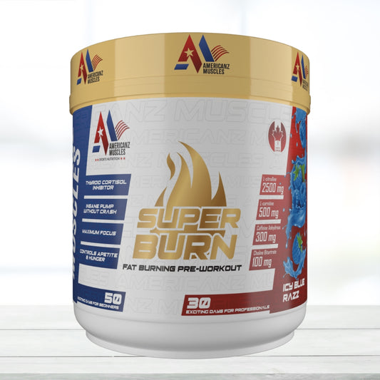 Americanz Muscles SUPER BURN | Fat Burning Pre Workout Powder | 300g | Energy, Focus & Metabolism Support