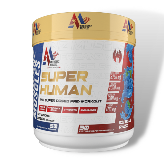Americanz Muscles Super Human Pre-Workout 50 Serving Icy Blue Razz