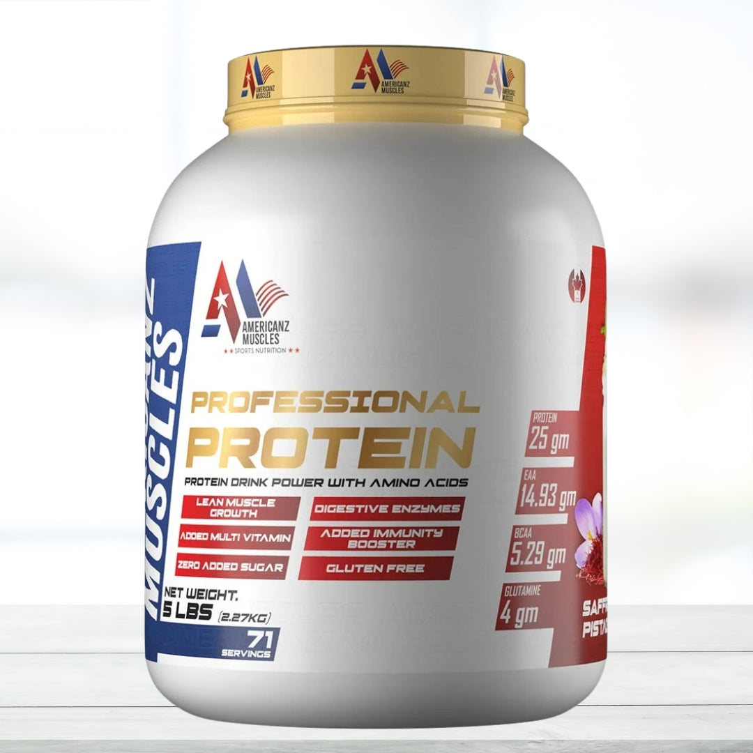 Americanz Muscles Professional Protein 2lbs (28 Servings) – Saffron Pistachio Flavor | High-Quality Whey Protein for Muscle Growth & Recovery - The Muscle Kart.com