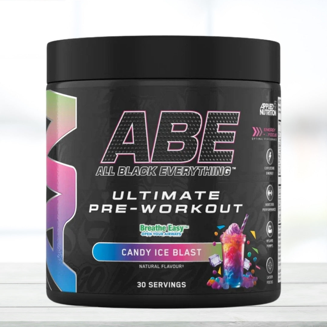 Applied Nutrition ABE All Black Everything Pre-Workout Energy Powder – 30 Servings | Candy Ice Blast Flavor | Caffeine, Beta Alanine & Citrulline Formula for Workout Performance - The Muscle Kart.com