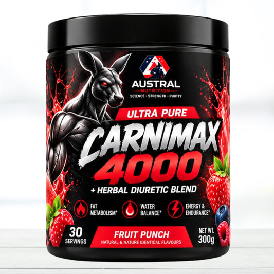 Austral Nutrition CarniMax 4000mg L-Carnitine Powder Fruit Punch 30 Servings