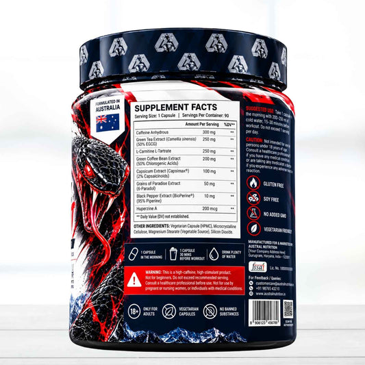 Austral Nutrition Black Krait Thermogenic Support Capsules 90 Count | Energy, Focus & Metabolic Support