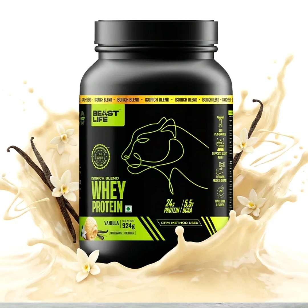 Beast Life Isorich Blend Whey Protein with Ultrasorb Tech, High Protein Powder for Muscle Recovery & Lean Muscle Support, 924g - The Muscle Kart.com
