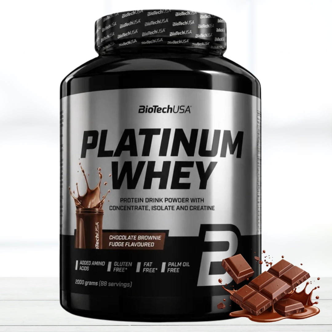 BiotechUSA Platinum Whey Protein Powder | Chocolate Brownie Fudge Flavour | 88 Servings | High Protein for Lean Muscle Growth & Recovery