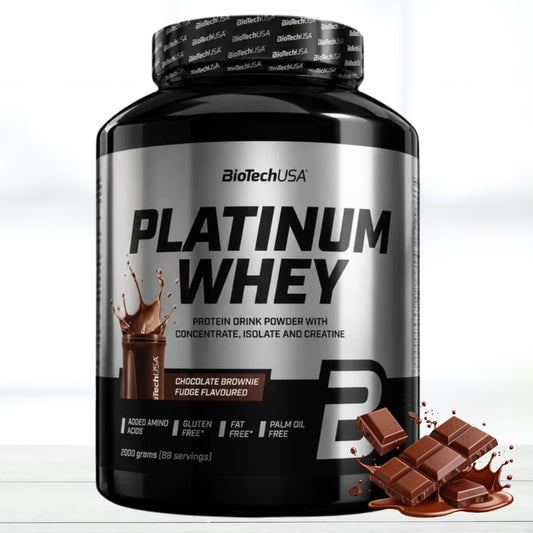 BiotechUSA Platinum Whey Protein Powder | Chocolate Brownie Fudge Flavour | 88 Servings | High Protein for Lean Muscle Growth & Recovery - The Muscle Kart.com