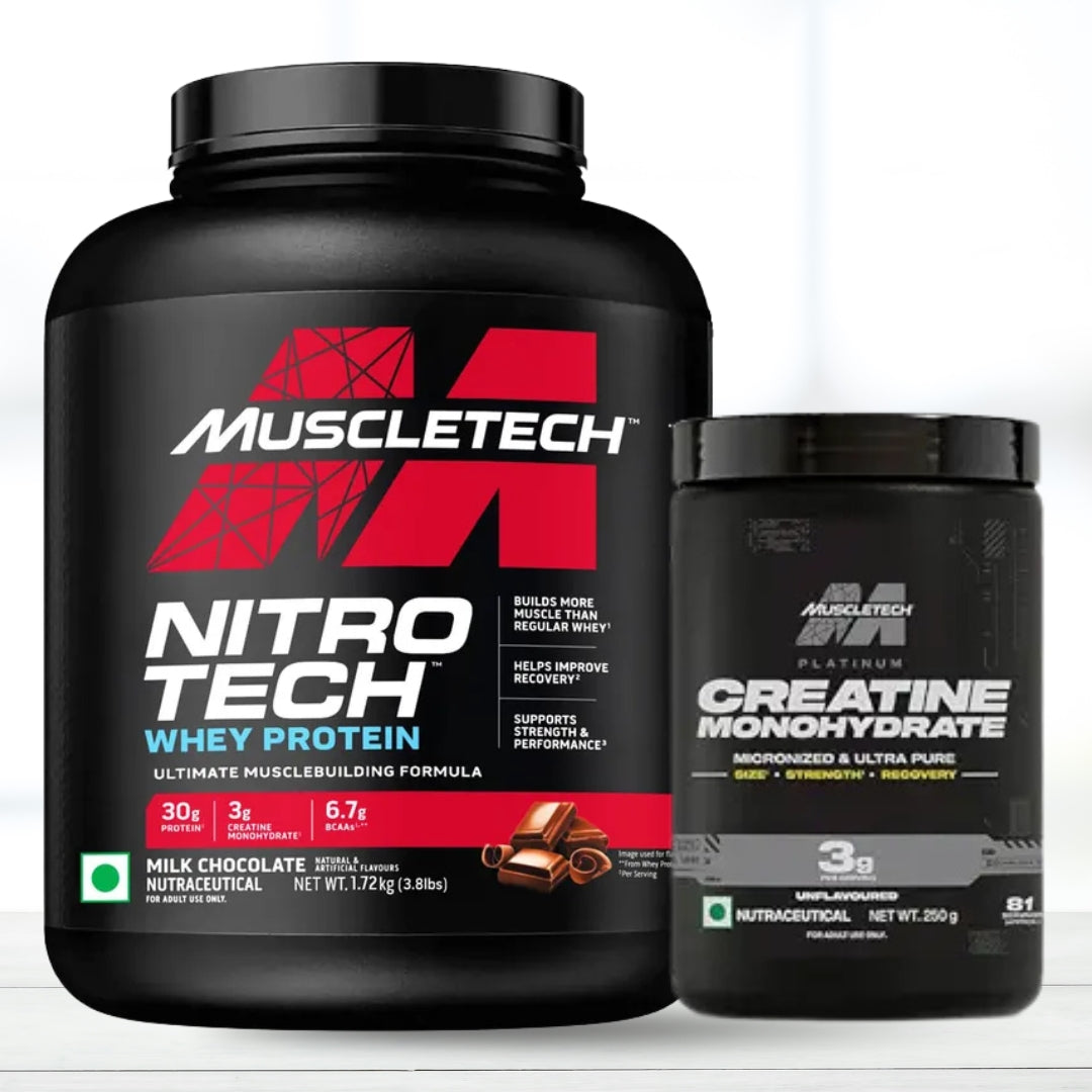 COMBO MuscleTech Nitro Tech Whey Protein with MuscleTech Creatine Monohydrate | 81 Servings Combo Pack