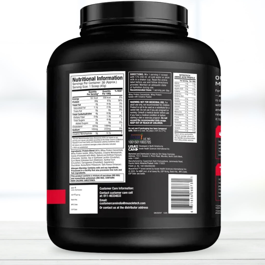 COMBO MuscleTech Nitro Tech Whey Protein with MuscleTech Creatine Monohydrate | 81 Servings Combo Pack
