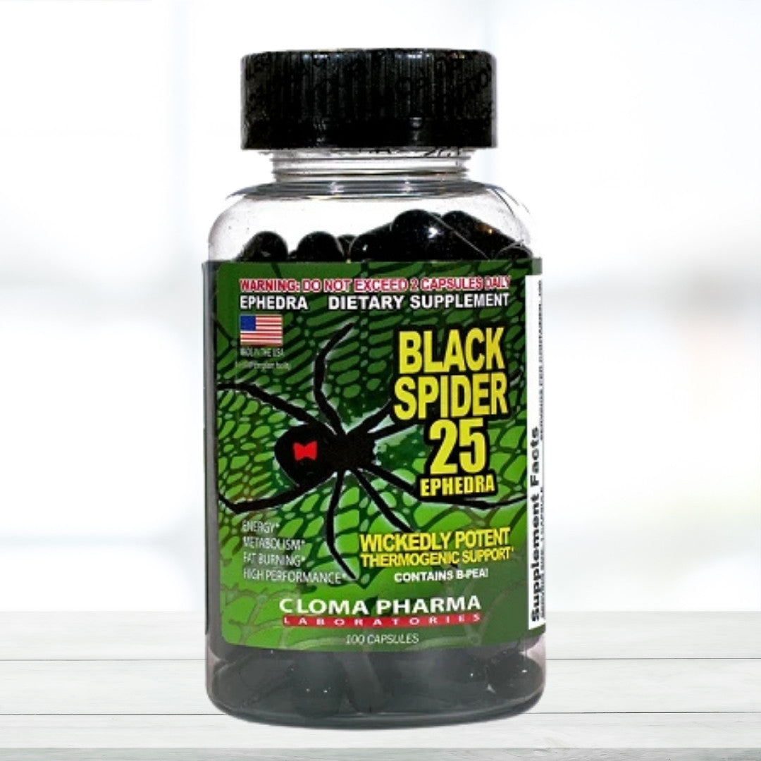 Cloma Pharma Black Spider Fat Burner 100 Capsules | Thermogenic Weight Management Supplement | Authentic Scan Code Verification - The Muscle Kart.com