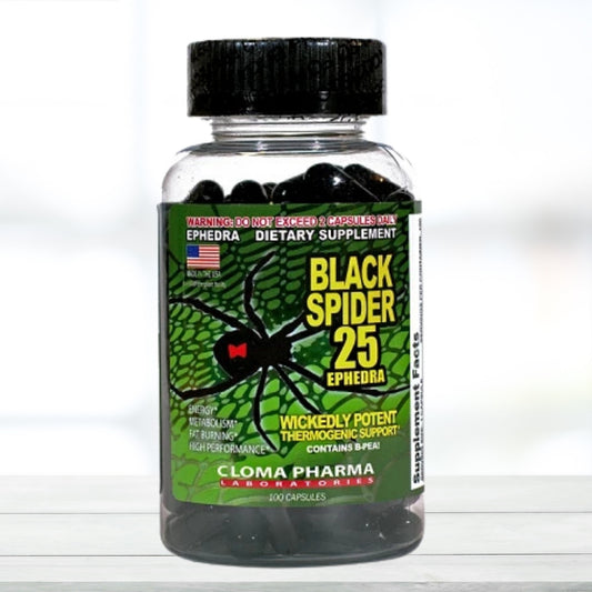 Cloma Pharma Black Spider Fat Burner 100 Capsules | Thermogenic Weight Management Supplement | Authentic Scan Code Verification - The Muscle Kart.com