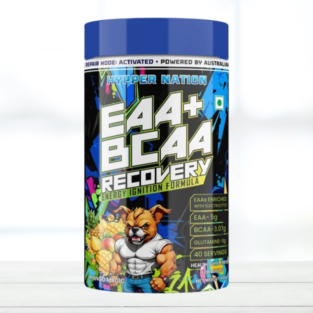 Hypper Nation EAA + BCAA Recovery Powder | Mango Flavour | Essential Amino Acids for Muscle Recovery, Hydration & Endurance