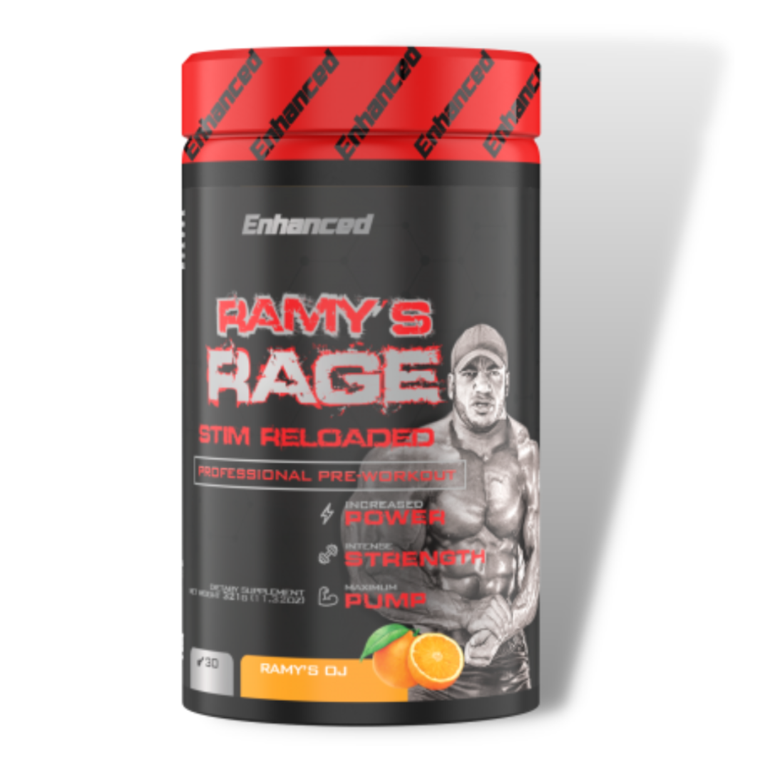 Enhanced Ramy's Rage Pre Workout 30 Servings Ramy's OJ Flavor