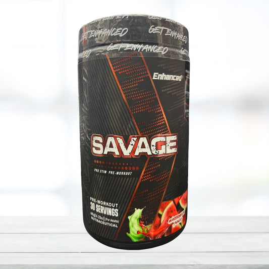 Enhanced Savage Pro Stim Pre-Workout - 30 Servings, Watermelon Flavor