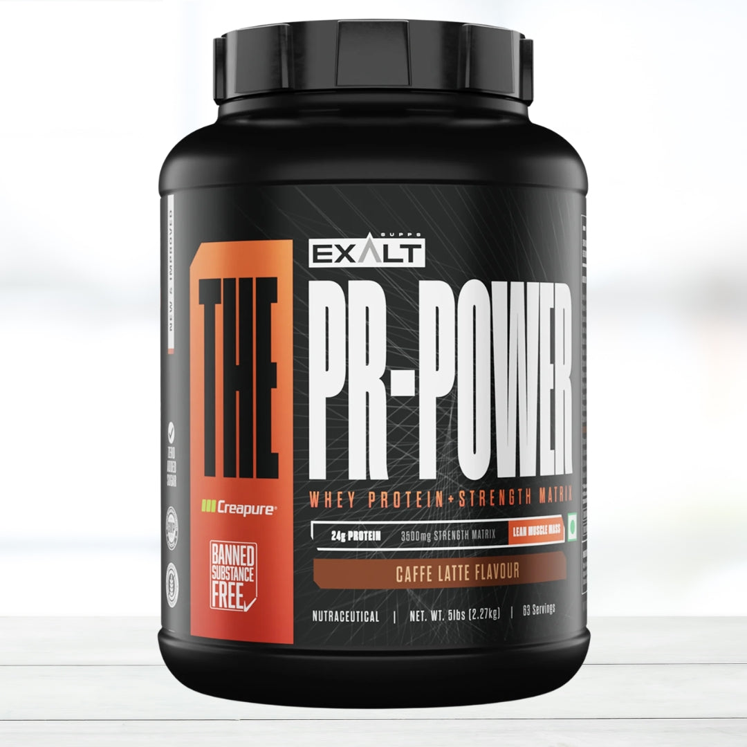 Exalt Supps The PR-POWER Whey Protein Powder | 5 lbs | Caffe Latte | 24g Protein Per Serving | Supports Muscle Growth & Recovery