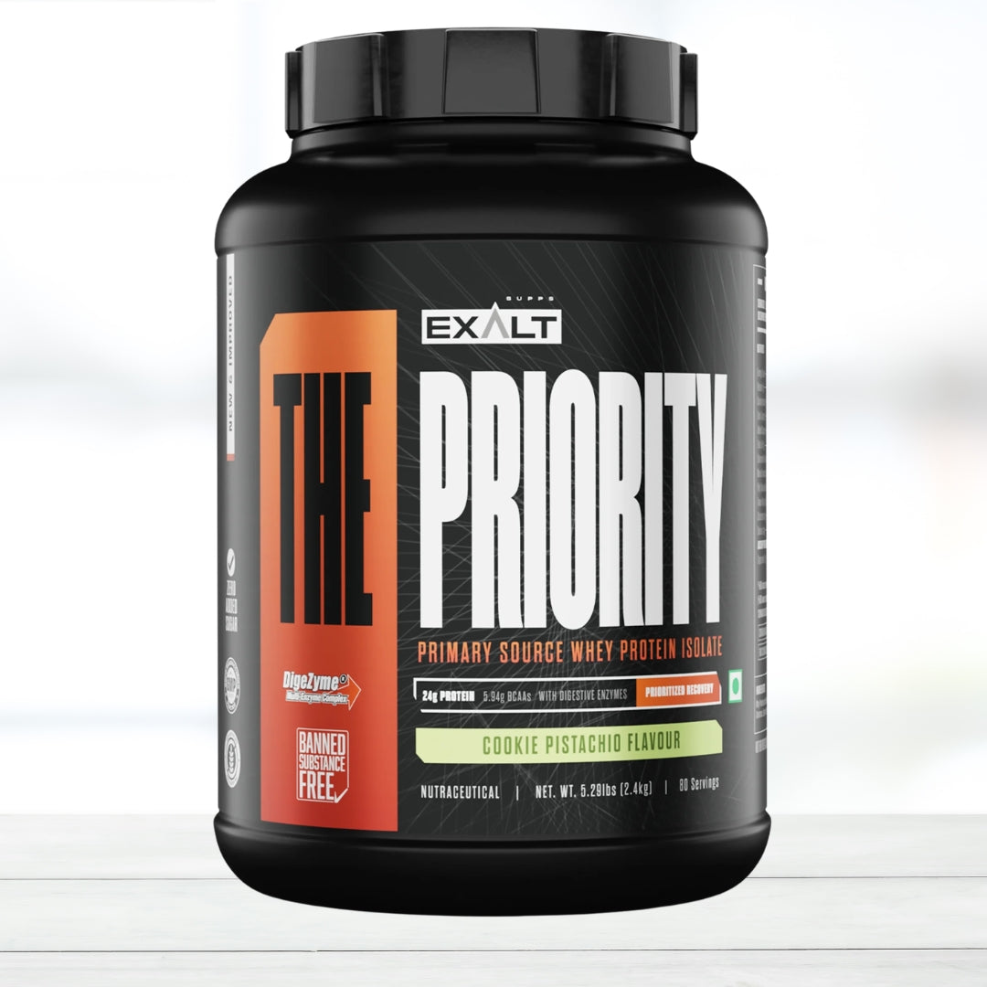 Exalts The Priority Whey Protein 80 Servings Cookies Pista Flavor