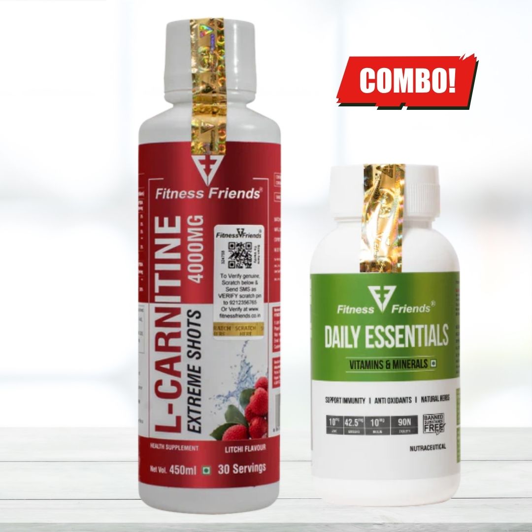Fitness Friends L-Carnitine 4000mg | Liquid Carnitine Supplement | 30 Servings | Combo with Daily Multi Vitamin 90 tablets - The Muscle Kart.com