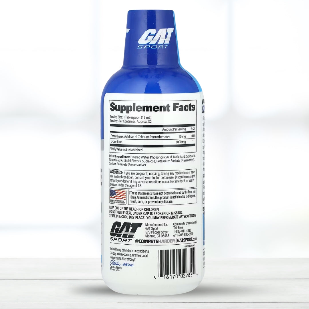 GAT Sport L-Carnitine Blue Raspberry, 16 oz (473 mL), Liquid Supplement