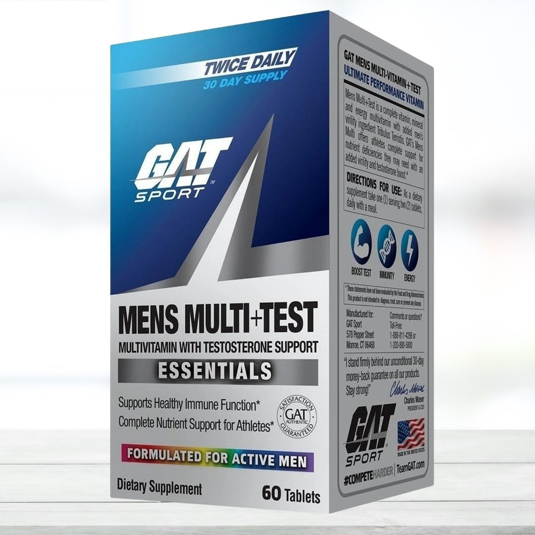 GAT Men Mult+Test Testosterone Support Multivitamin | 60 Tablets | Men's Daily Multivitamin | Energy, Vitality & Immune Support | Scan & Verify - The Muscle Kart.com