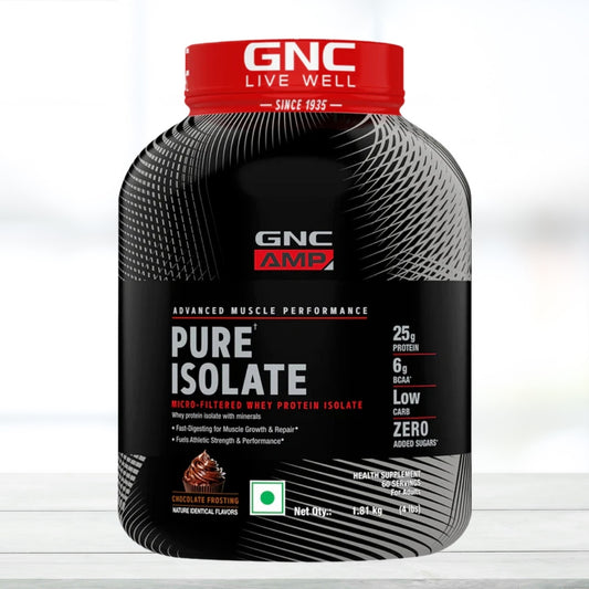 GNC AMP Pure Isolate Zero Carb Whey Protein 2 kg – Chocolate Frosting Flavor Expiry 4/26