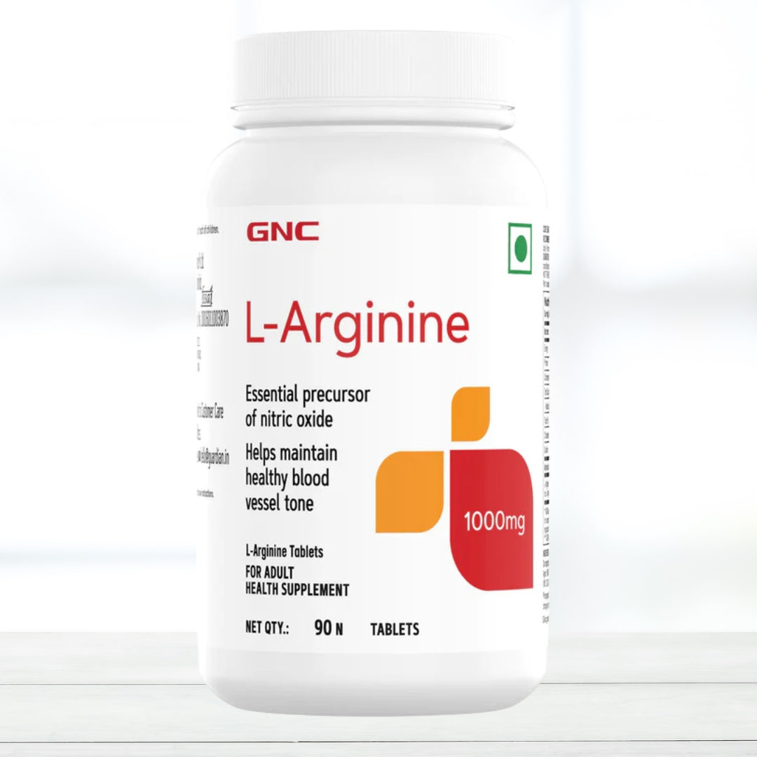 GNC L-Arginine 1000 mg | 90 Tablets | Nitric Oxide Booster | Supports Blood Flow, Muscle Pump & Exercise Performance - The Muscle Kart.com