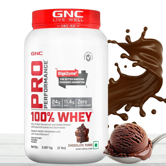 GNC Pro Performance 100% Whey Protein Powder | 2 lbs | 25g Protein Per Serving | Muscle Growth & Recovery | Fast Absorption | Chocolate