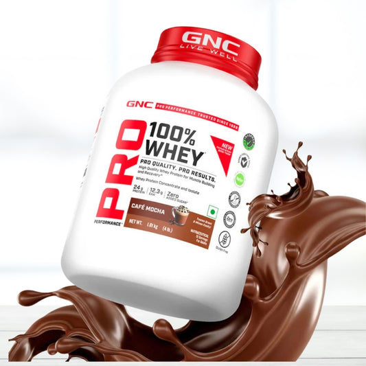 GNC Pro Performance 100% Whey Protein 4lbs Cafe Mocha Flavor
